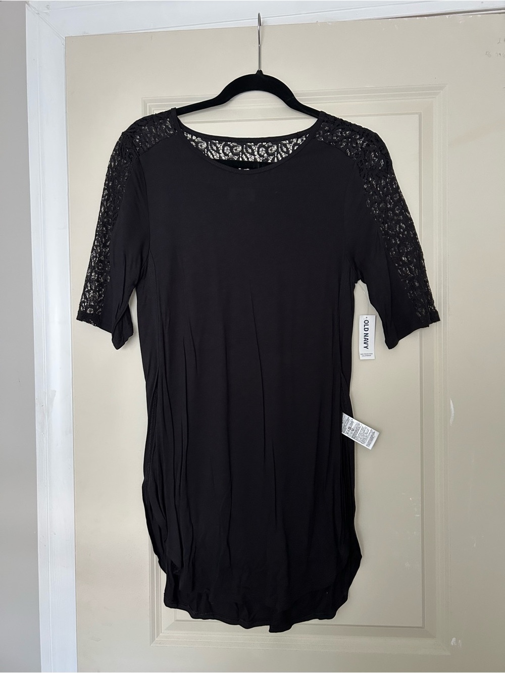 Old Navy Black Lace-Shoulder Tunic Top